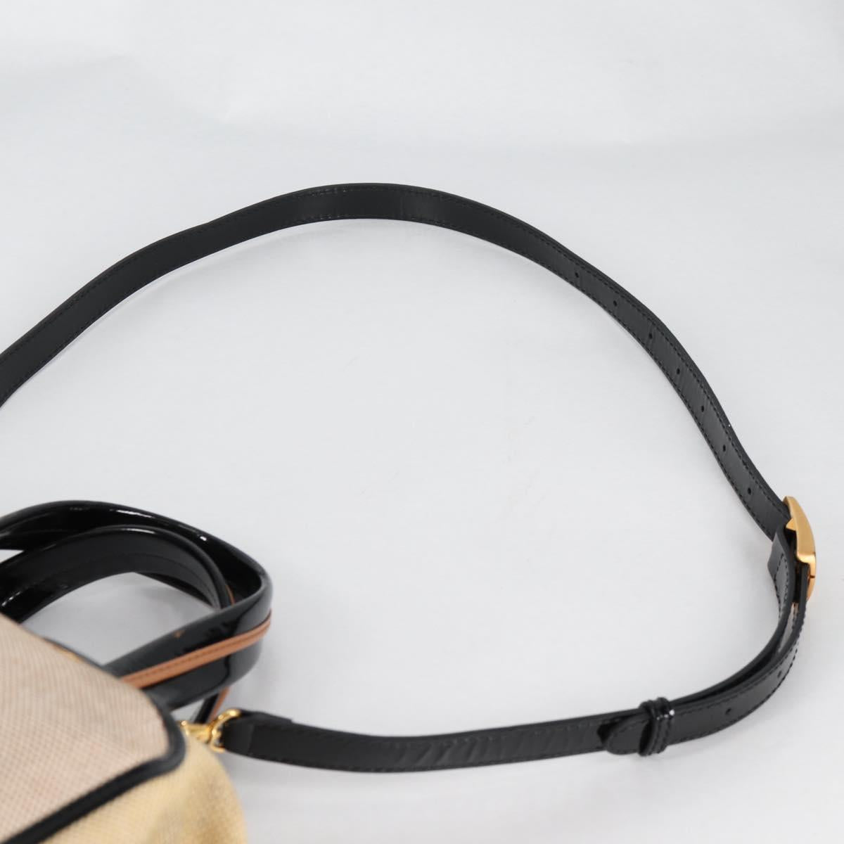 FENDI Camel Rain Hand Bag Canvas 2way Beige Gold Auth BA5335