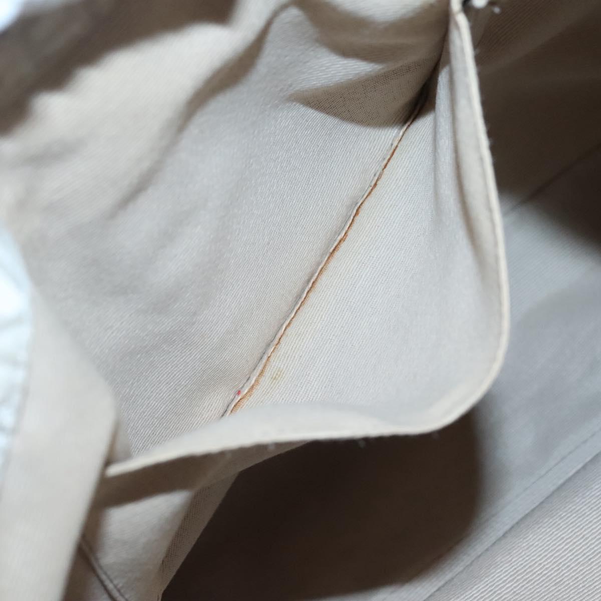 Salvatore Ferragamo Shoulder Bag Nylon Beige Silver Auth BA5336