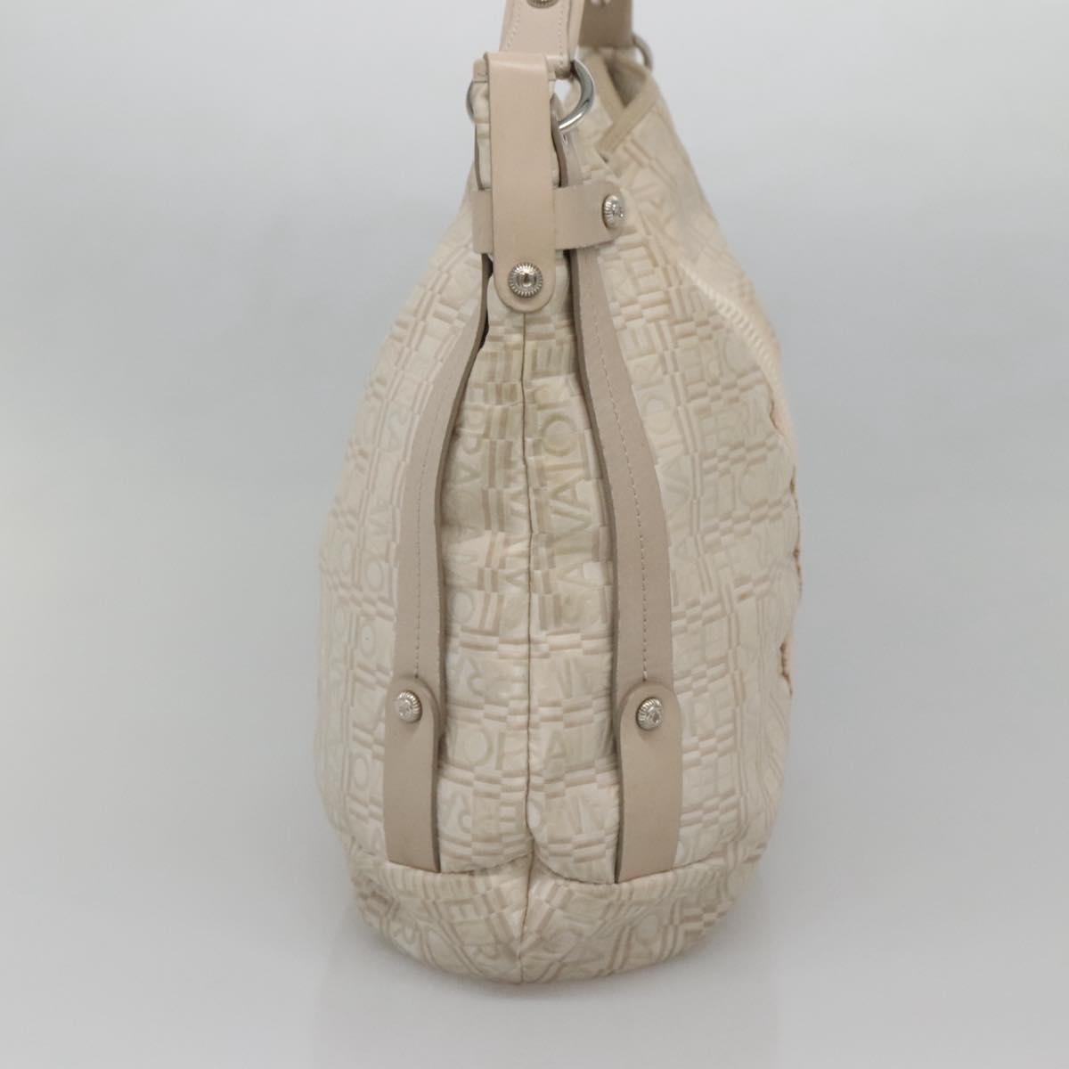 Salvatore Ferragamo Shoulder Bag Nylon Beige Silver Auth BA5336