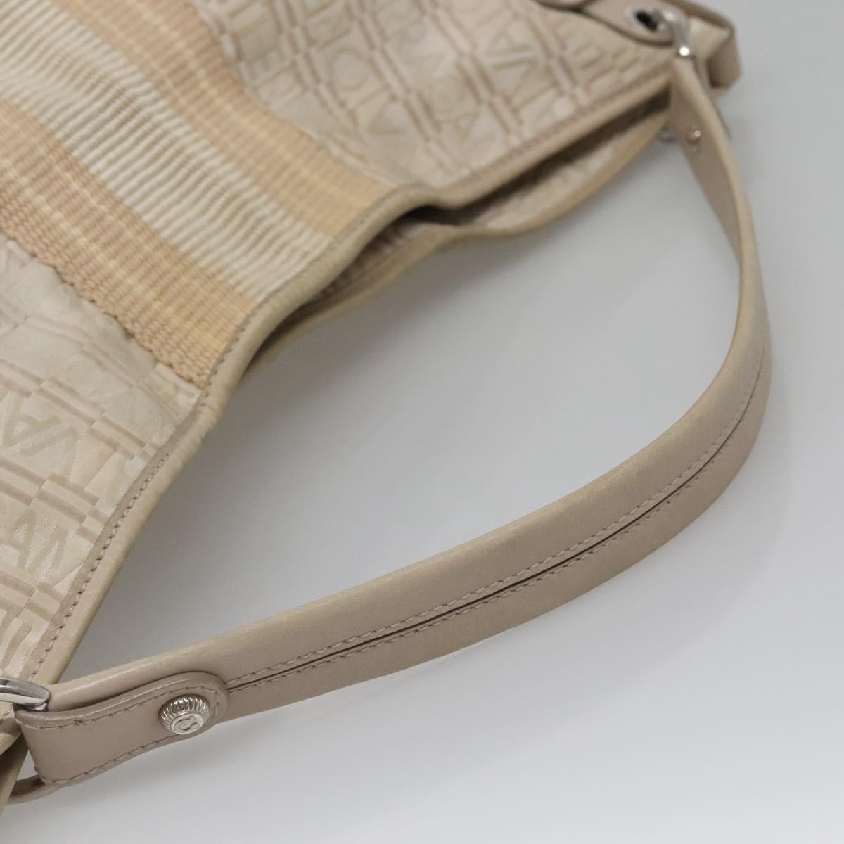 Salvatore Ferragamo Shoulder Bag Nylon Beige Silver Auth BA5336
