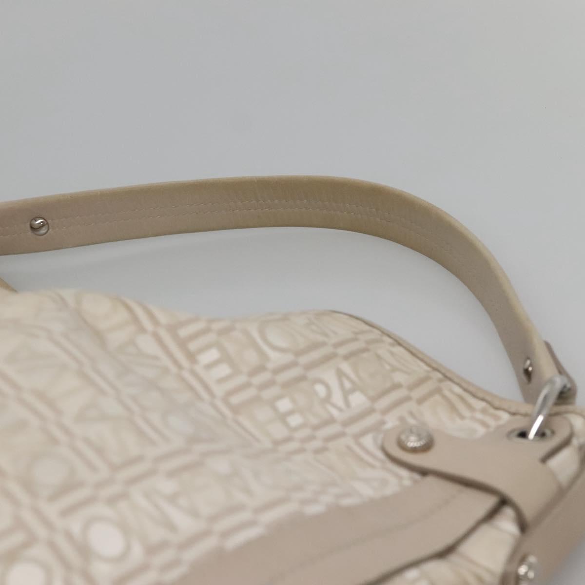 Salvatore Ferragamo Shoulder Bag Nylon Beige Silver Auth BA5336