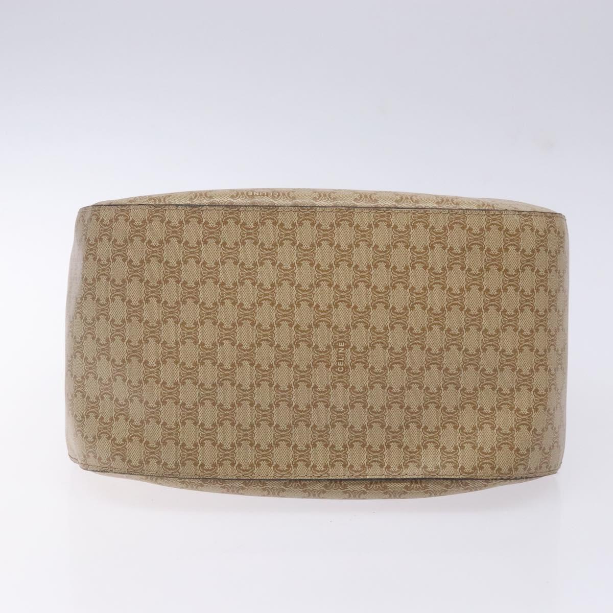 CELINE Macadam Canvas Shoulder Bag PVC Beige Gold Auth BA5337