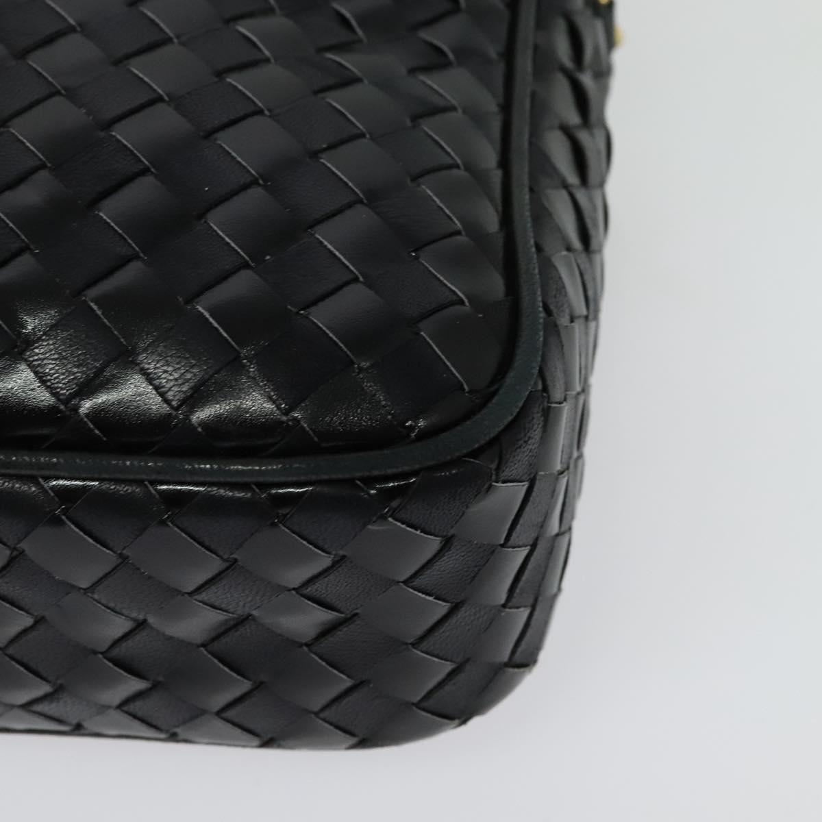 BALLY Quilted Chain Shoulder Bag Leather Black Gold Auth BA5339