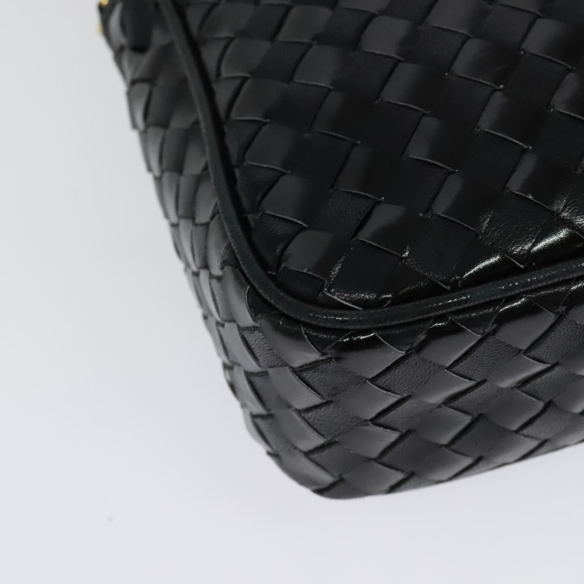 BALLY Quilted Chain Shoulder Bag Leather Black Gold Auth BA5339