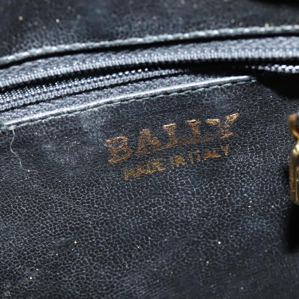 BALLY Quilted Chain Shoulder Bag Leather Black Gold Auth BA5339
