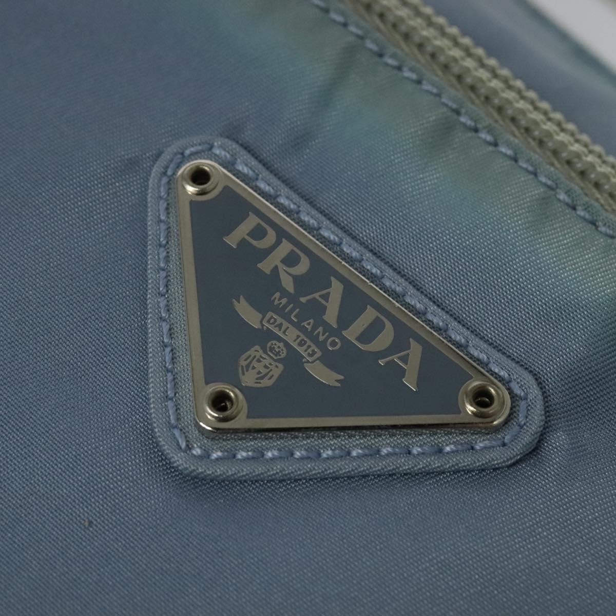 PRADA Shoulder Bag Nylon Light Blue Silver Auth BA5343