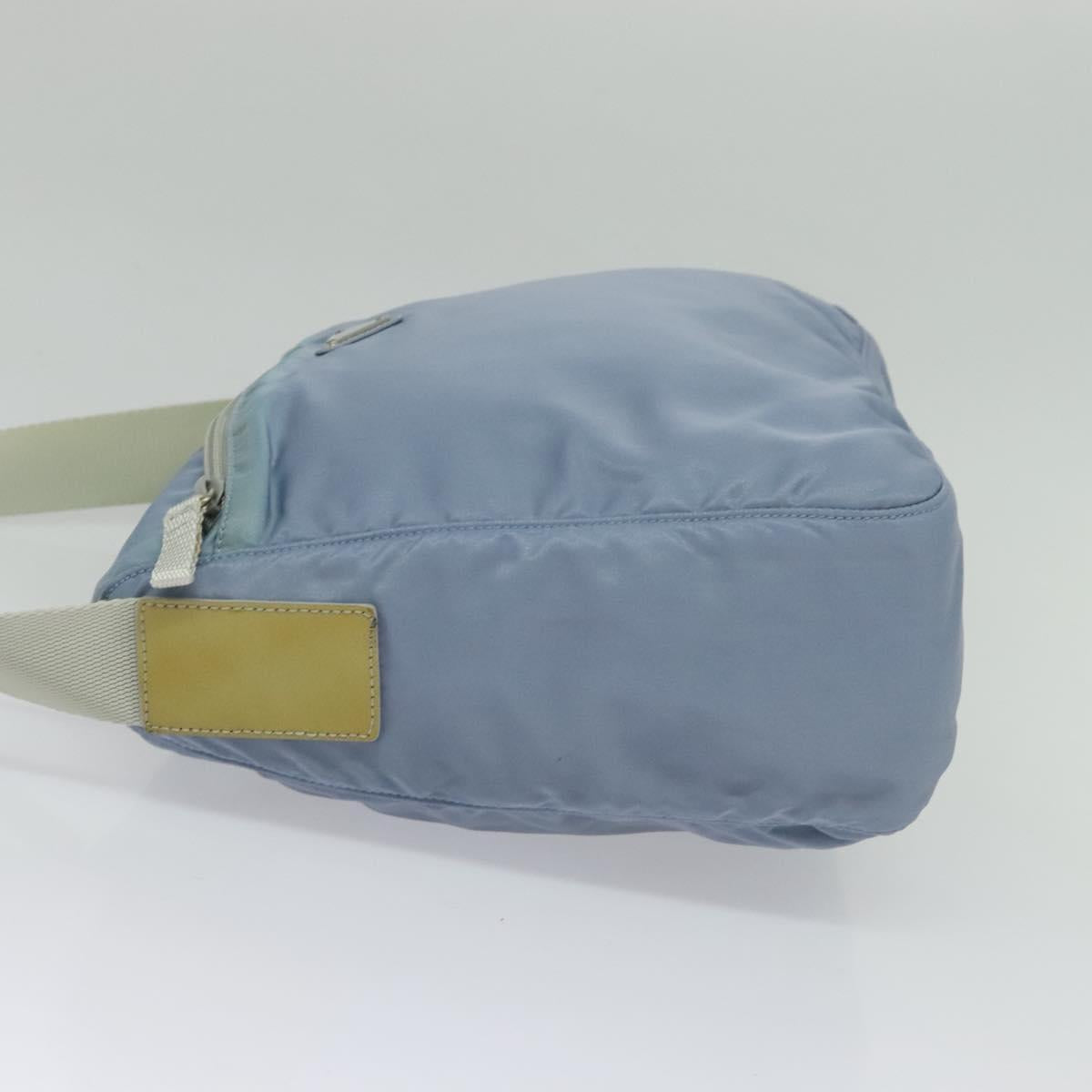 PRADA Shoulder Bag Nylon Light Blue Silver Auth BA5343