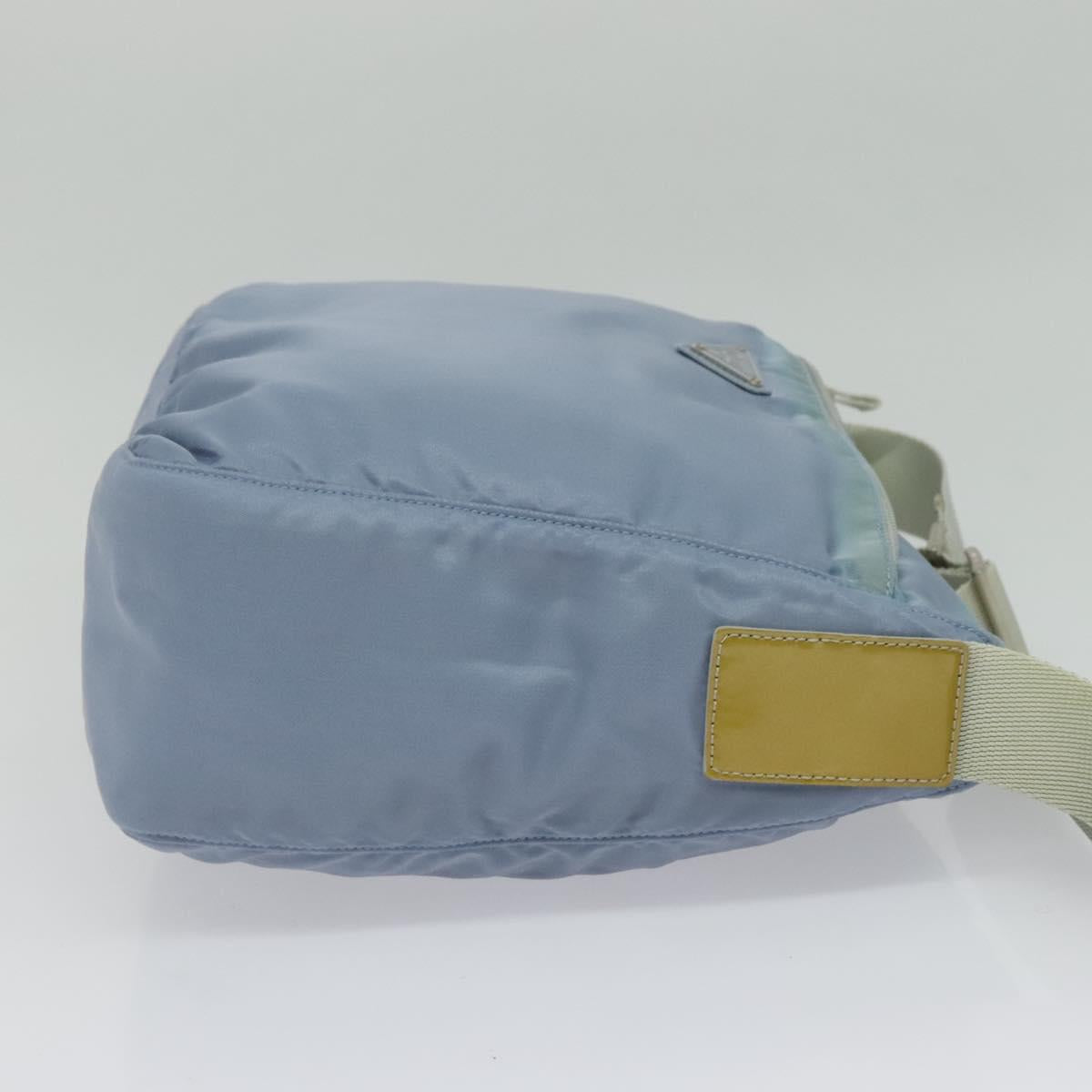 PRADA Shoulder Bag Nylon Light Blue Silver Auth BA5343