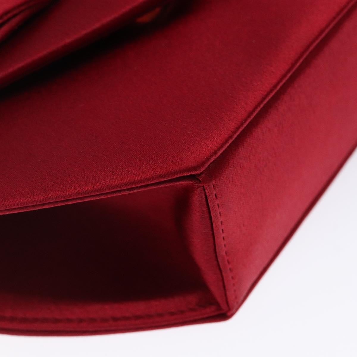 SAINT LAURENT Shoulder Bag Satin Red Gold Auth BA5345