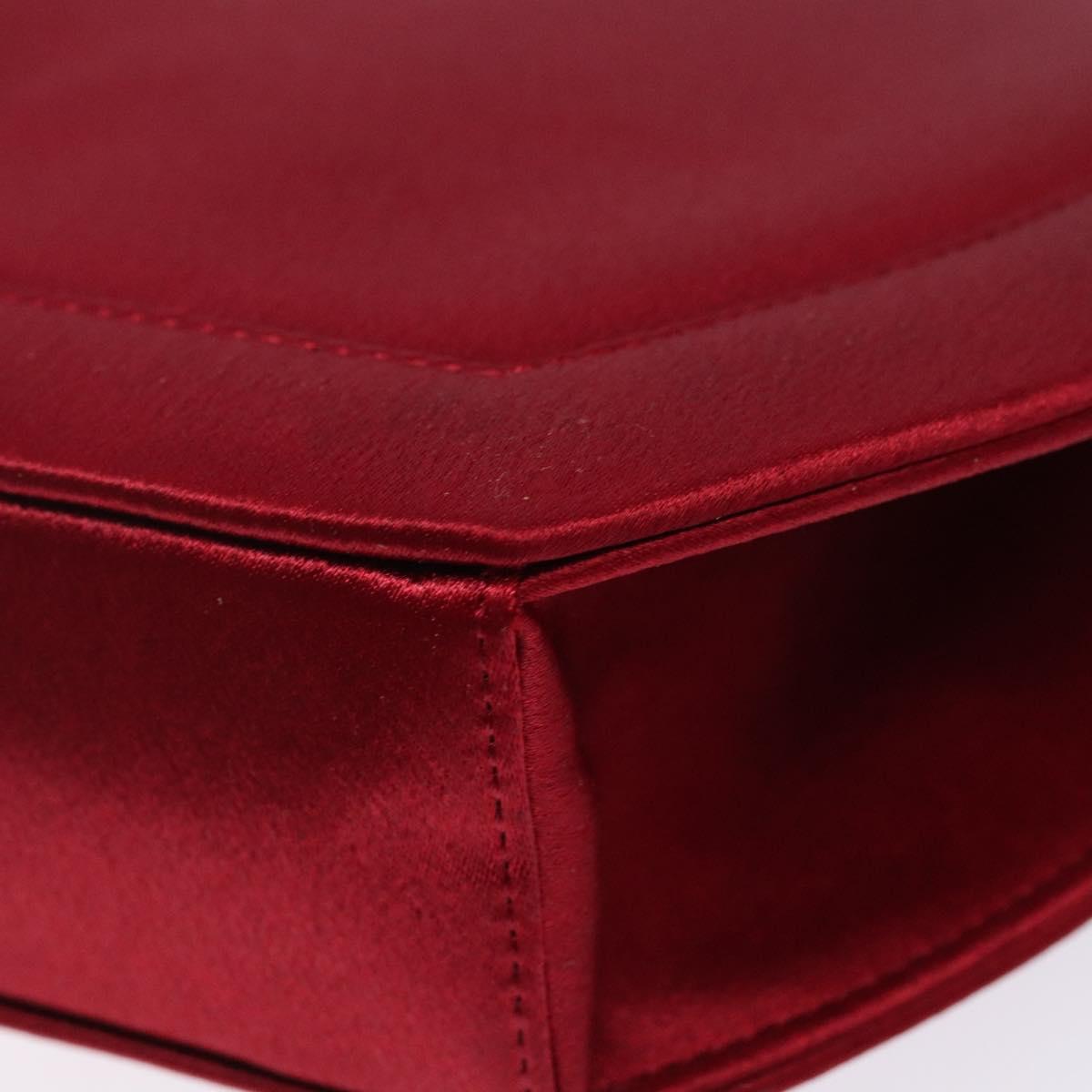 SAINT LAURENT Shoulder Bag Satin Red Gold Auth BA5345
