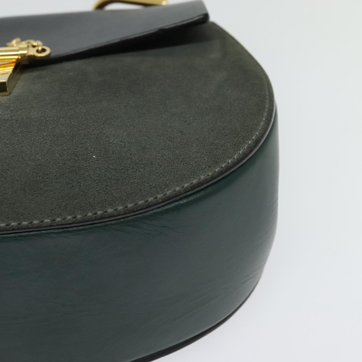 Chloe Chain Drew Shoulder Bag Leather Khaki Gold Auth BA5346