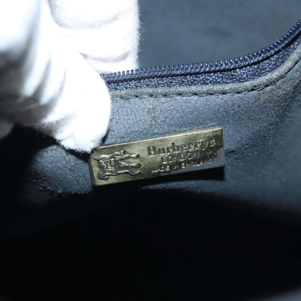 Burberrys Nova Check Shoulder Bag PVC Navy Gold Auth BA5347