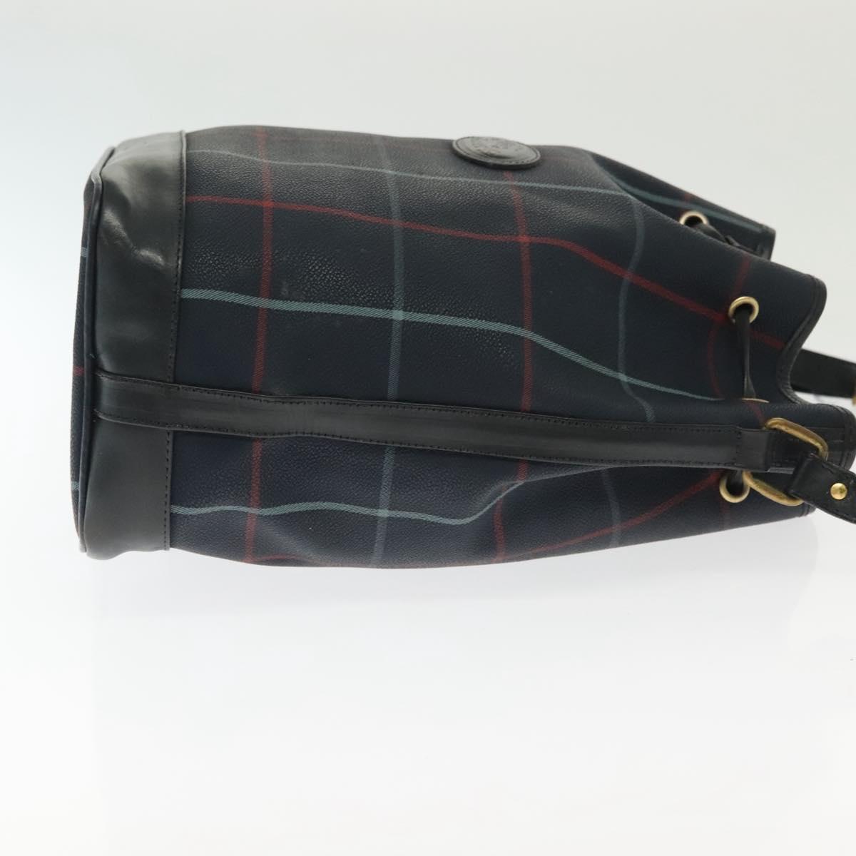 Burberrys Nova Check Shoulder Bag PVC Navy Gold Auth BA5347