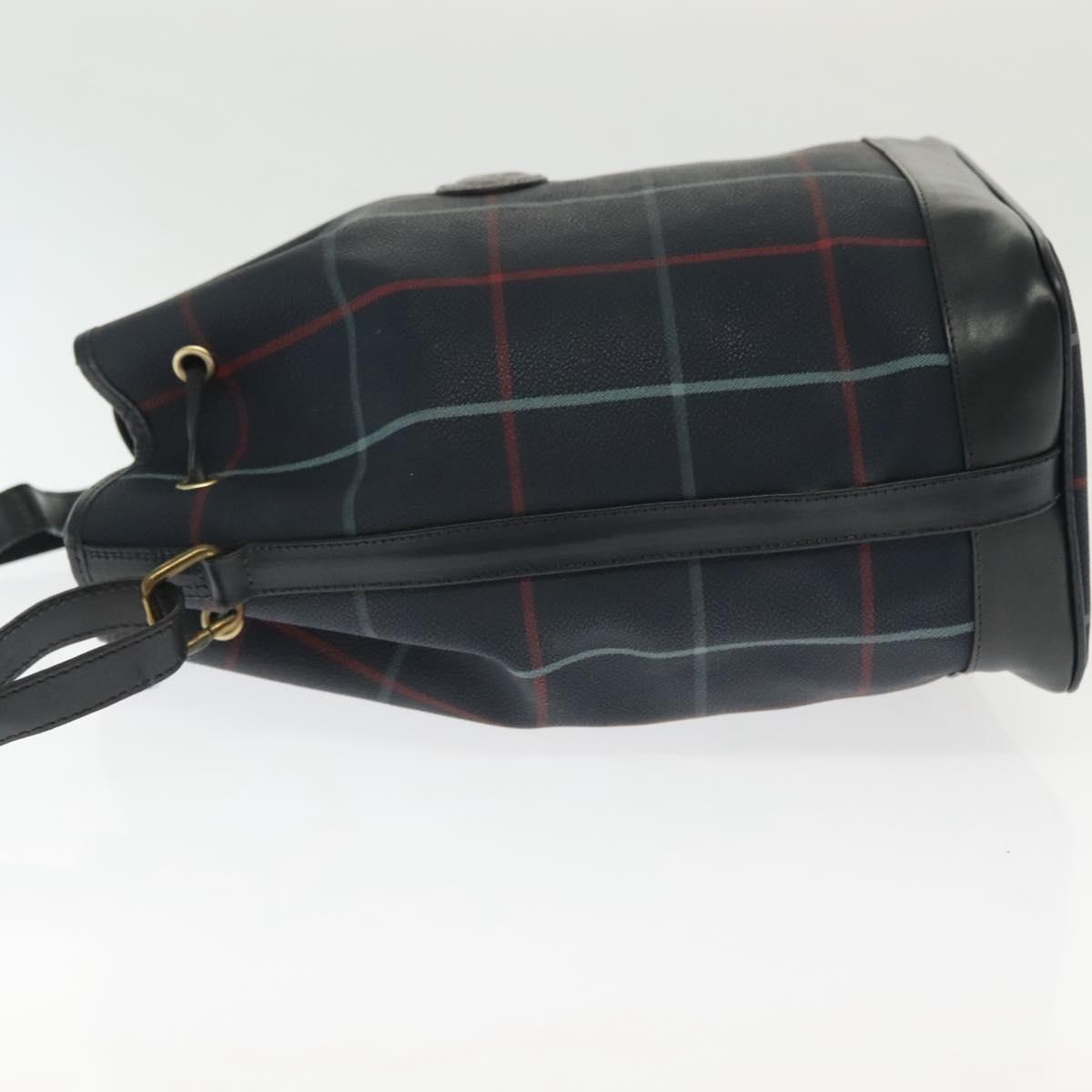 Burberrys Nova Check Shoulder Bag PVC Navy Gold Auth BA5347