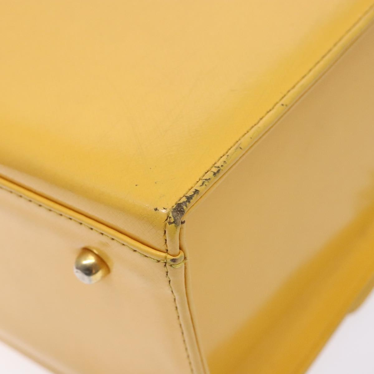 Gianni Versace Hand Bag Leather Yellow Gold Auth BA5349