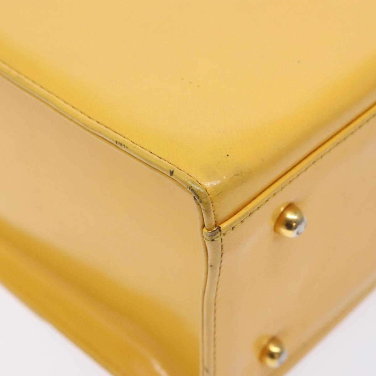Gianni Versace Hand Bag Leather Yellow Gold Auth BA5349