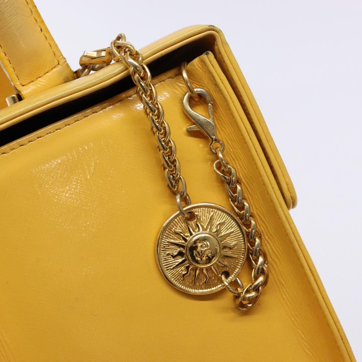 Gianni Versace Hand Bag Leather Yellow Gold Auth BA5349