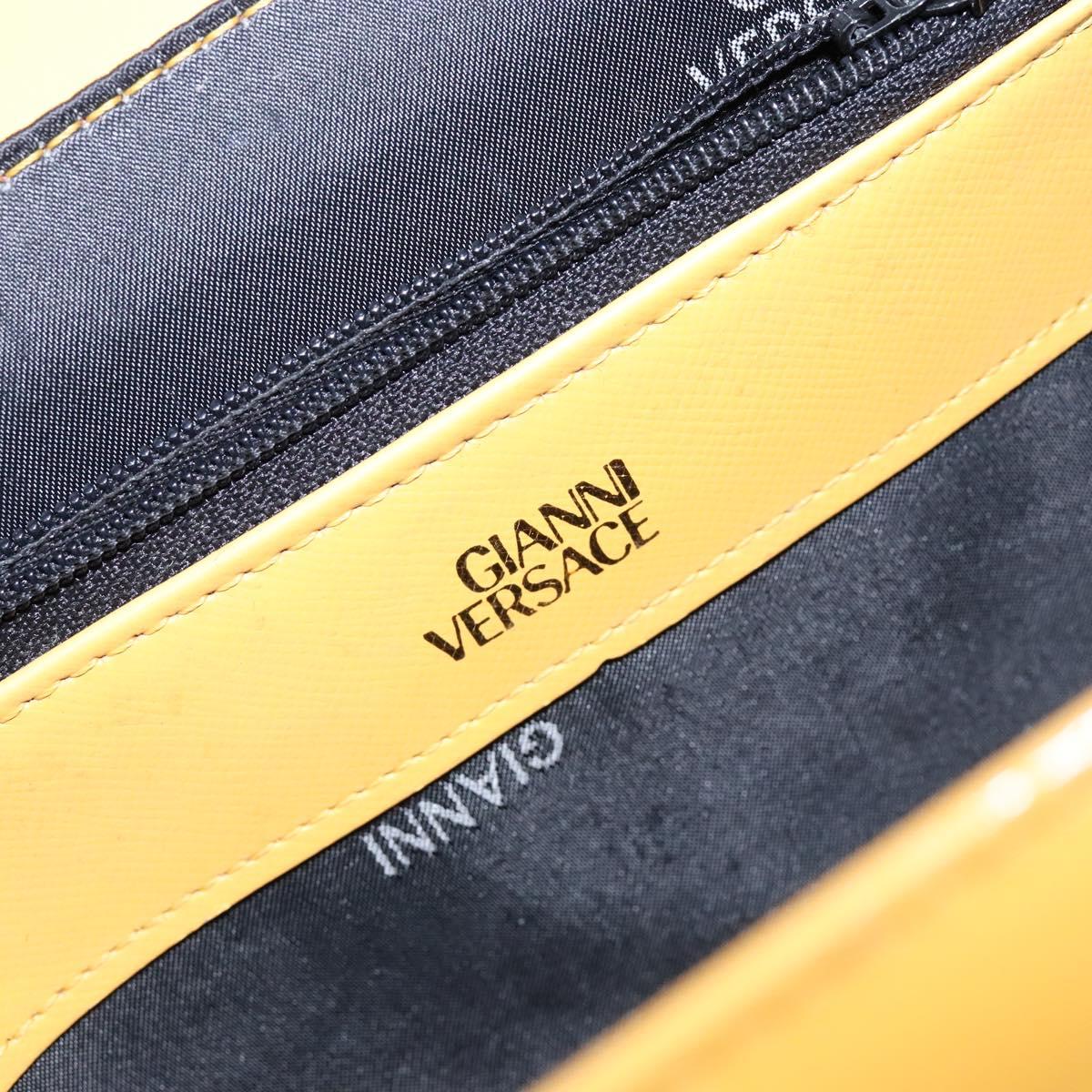 Gianni Versace Hand Bag Leather Yellow Gold Auth BA5349