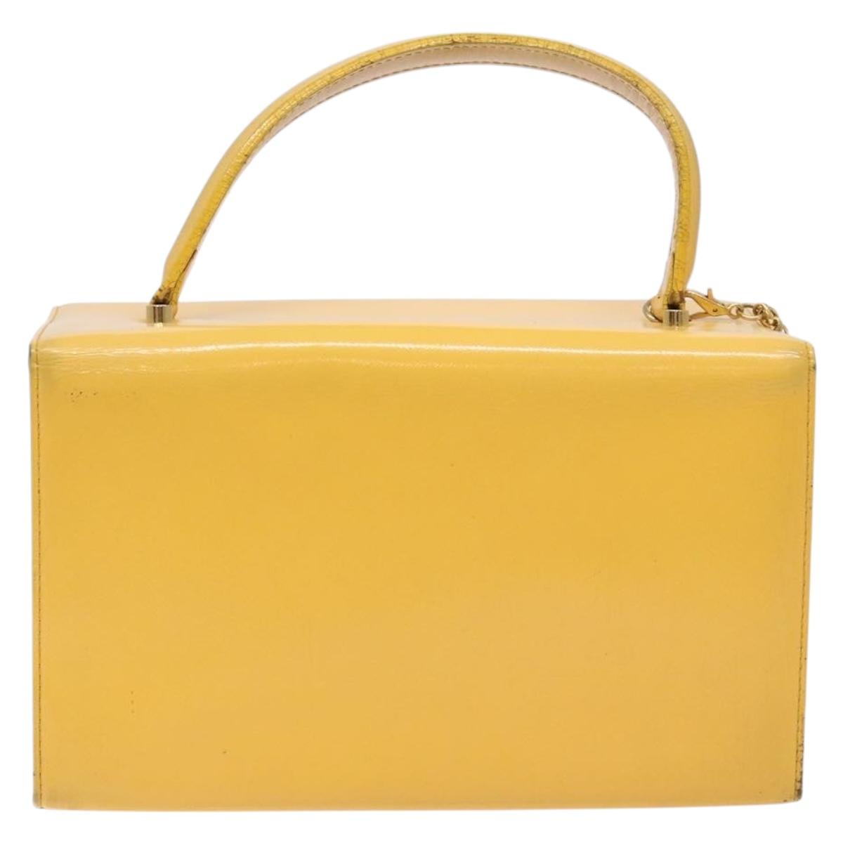 Gianni Versace Hand Bag Leather Yellow Gold Auth BA5349