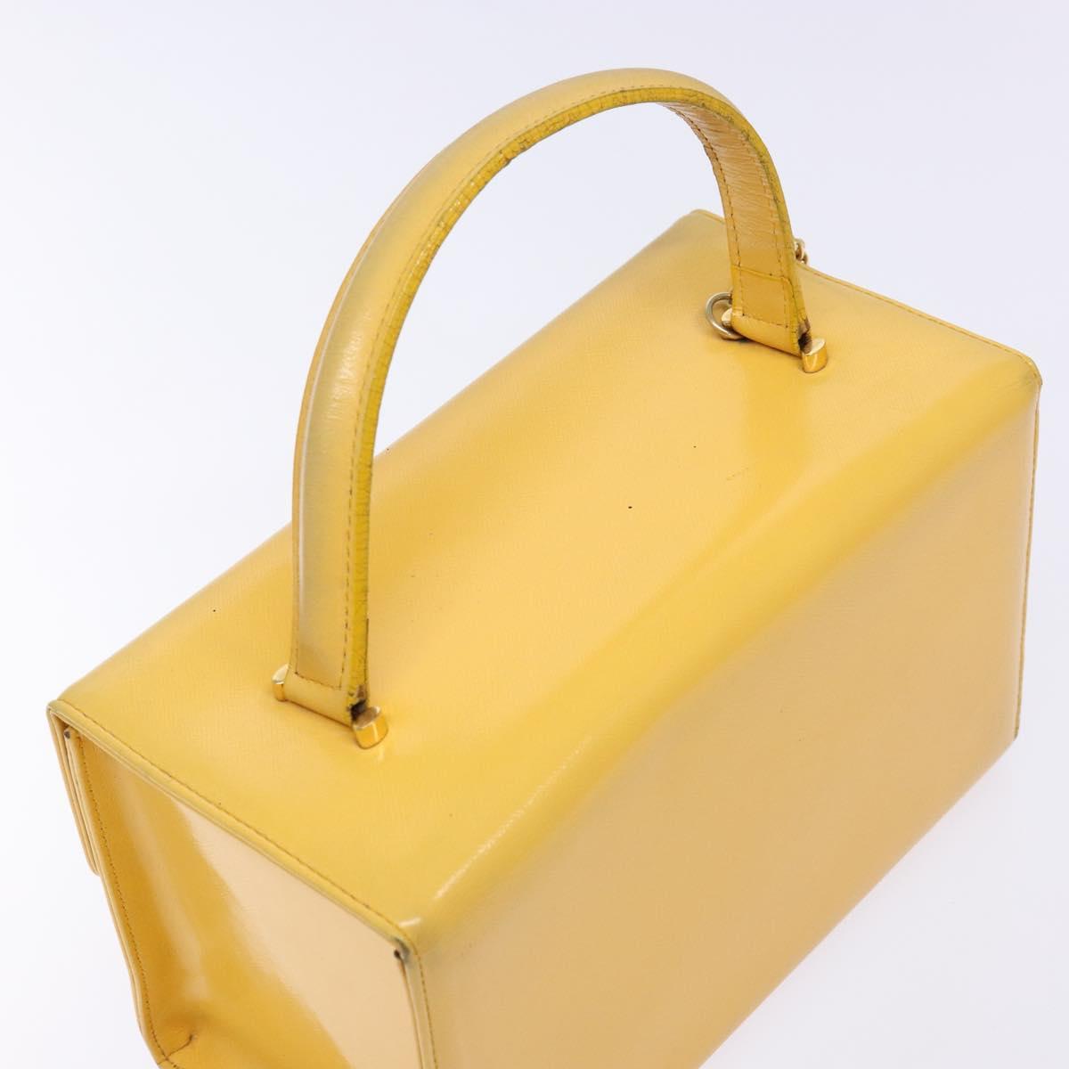 Gianni Versace Hand Bag Leather Yellow Gold Auth BA5349