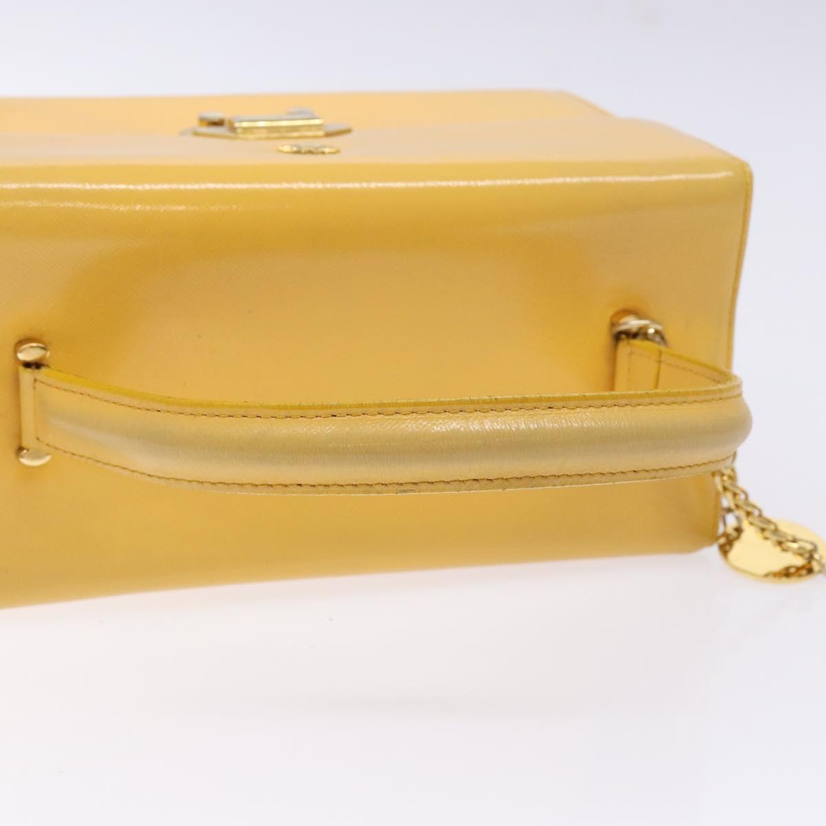 Gianni Versace Hand Bag Leather Yellow Gold Auth BA5349