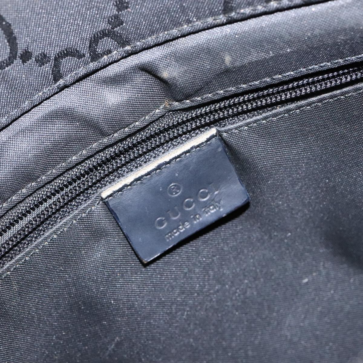 GUCCI GG Canvas Bamboo Hand Bag Nylon Black Silver 002 1016 Auth BA5353