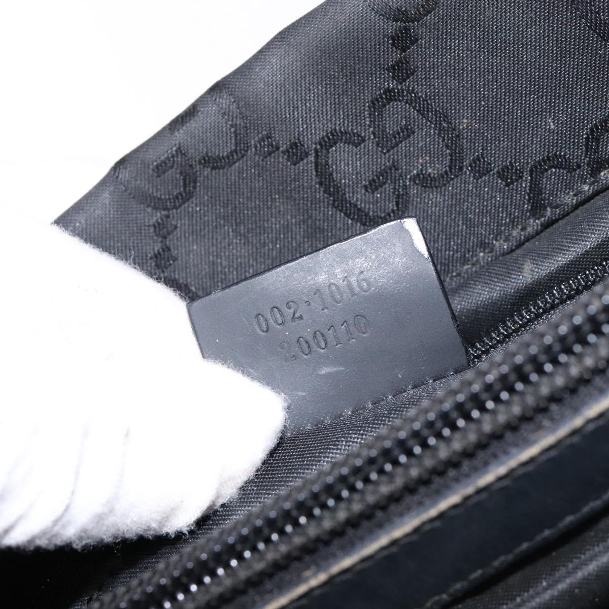 GUCCI GG Canvas Bamboo Hand Bag Nylon Black Silver 002 1016 Auth BA5353
