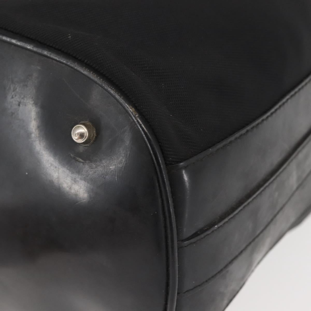 GUCCI Bamboo Hand Bag Nylon 2way Black Silver Auth BA5354