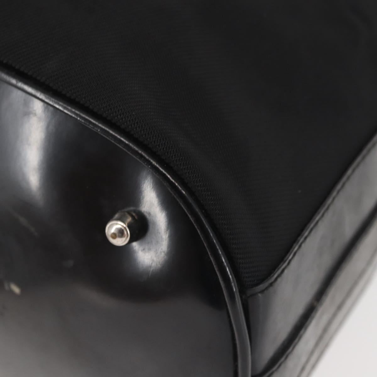 GUCCI Bamboo Hand Bag Nylon 2way Black Silver Auth BA5354