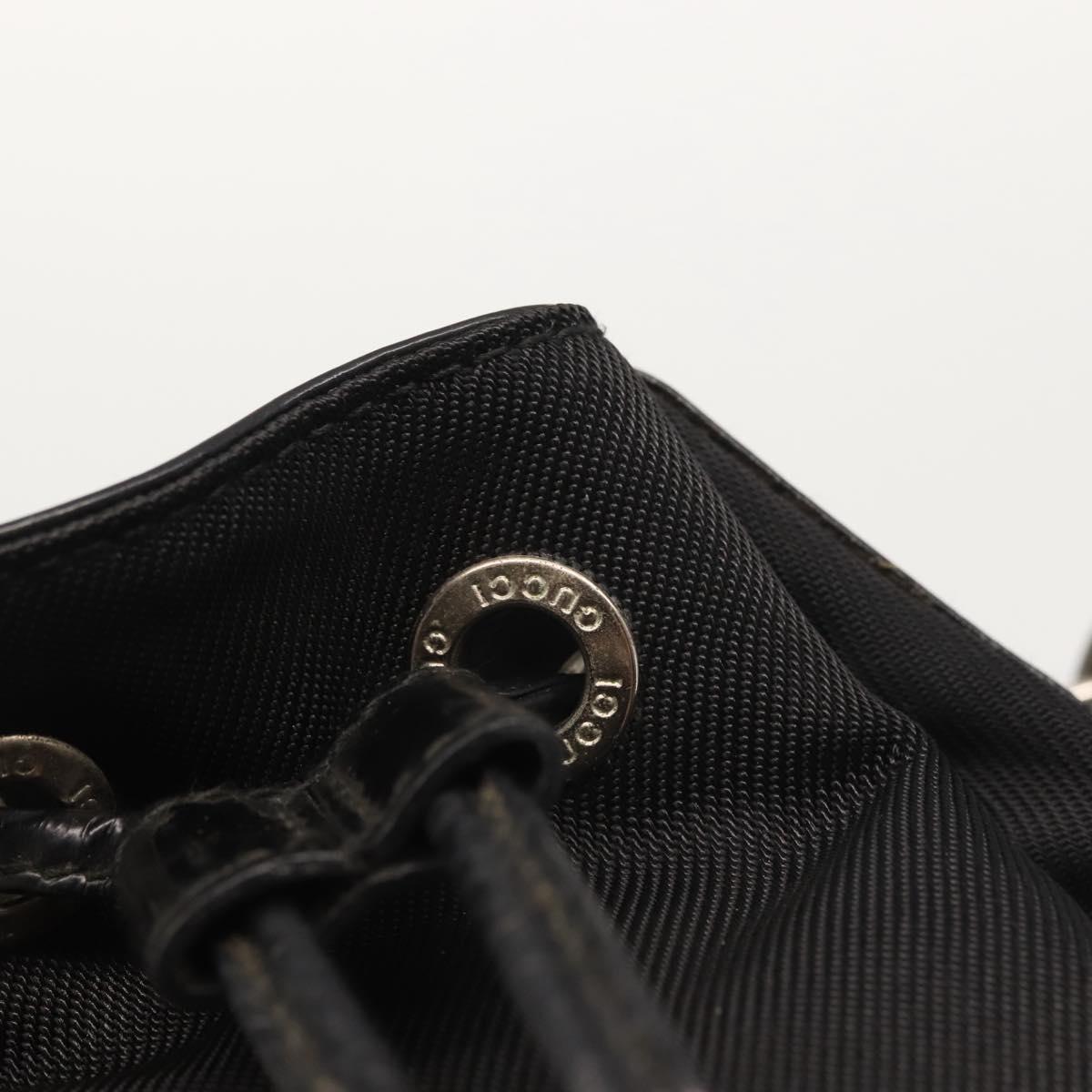 GUCCI Bamboo Hand Bag Nylon 2way Black Silver Auth BA5354