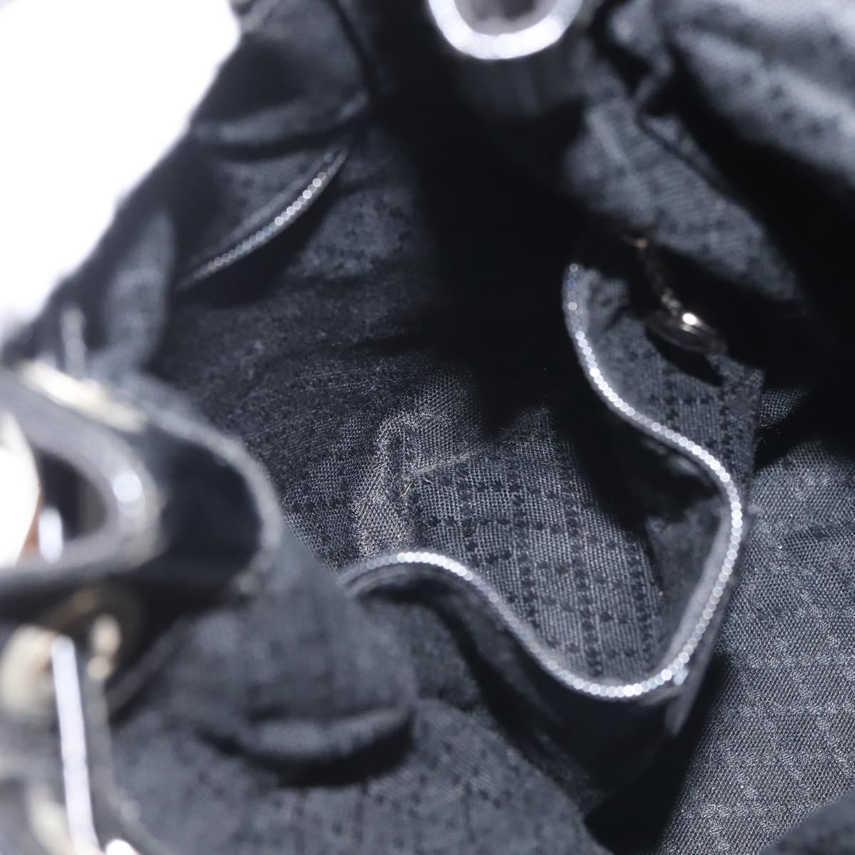 GUCCI Bamboo Hand Bag Nylon 2way Black Silver Auth BA5354