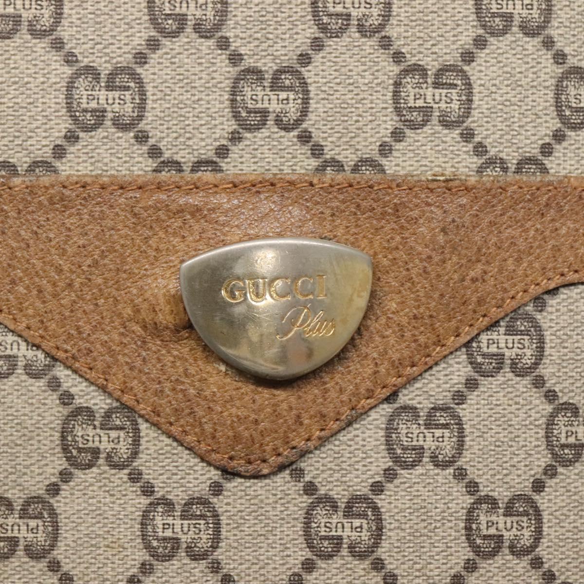 GUCCI GG Plus Supreme Web Sherry Line Tote Bag PVC Beige Gold Auth BA5355