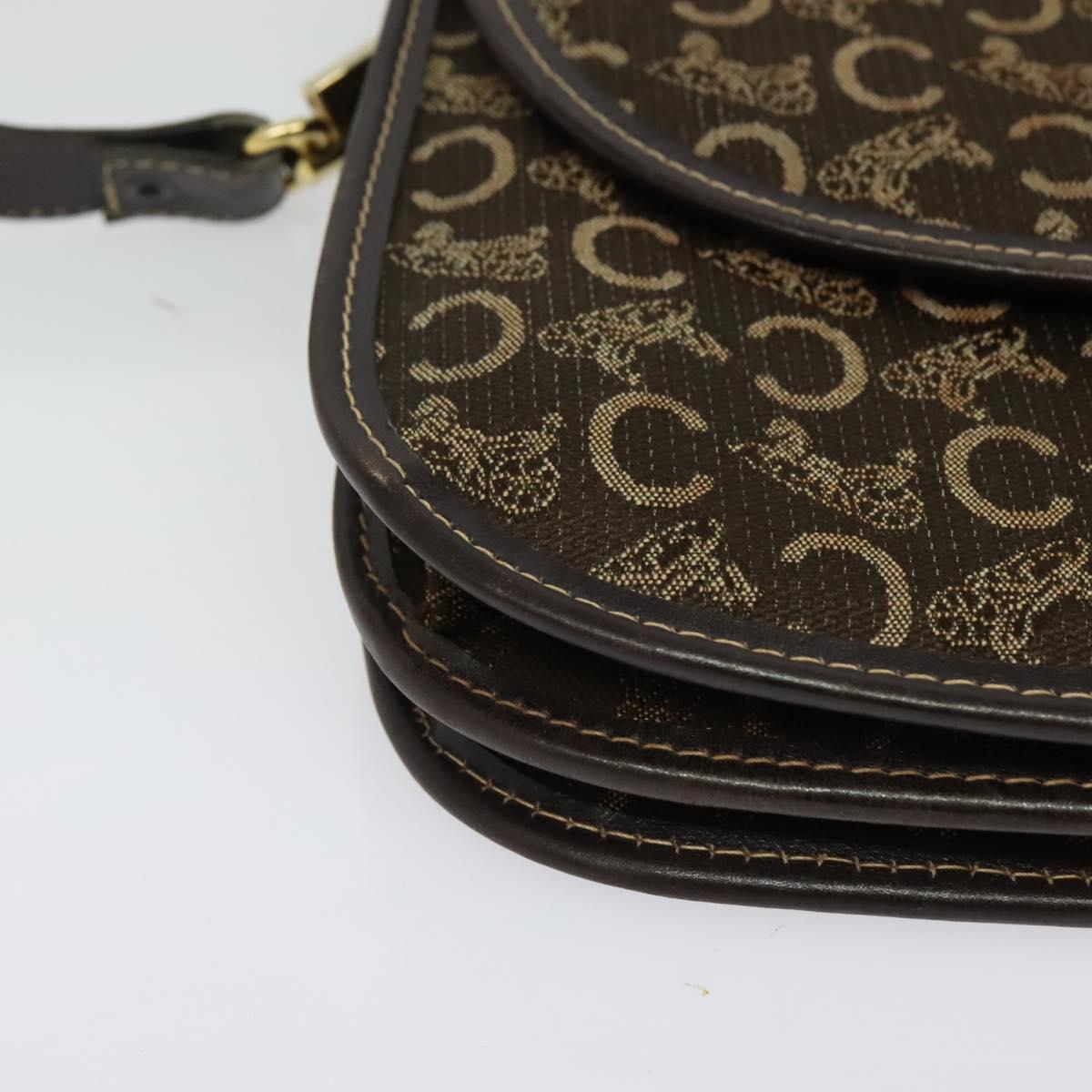 CELINE C Sulky Shoulder Bag Canvas Brown Gold Auth BA5360