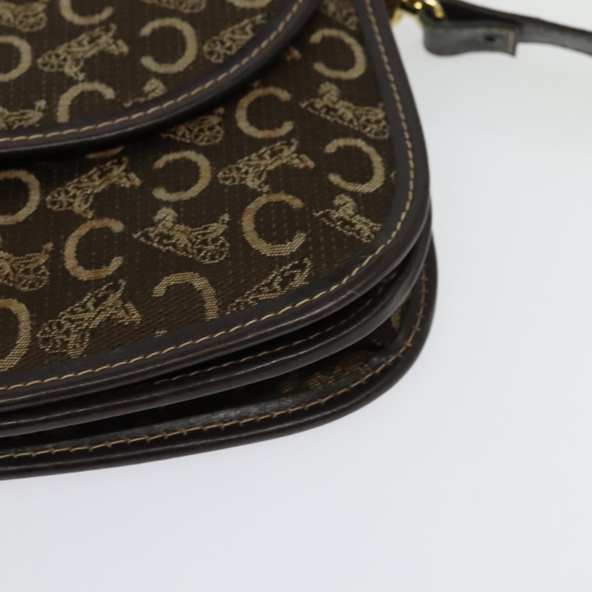 CELINE C Sulky Shoulder Bag Canvas Brown Gold Auth BA5360