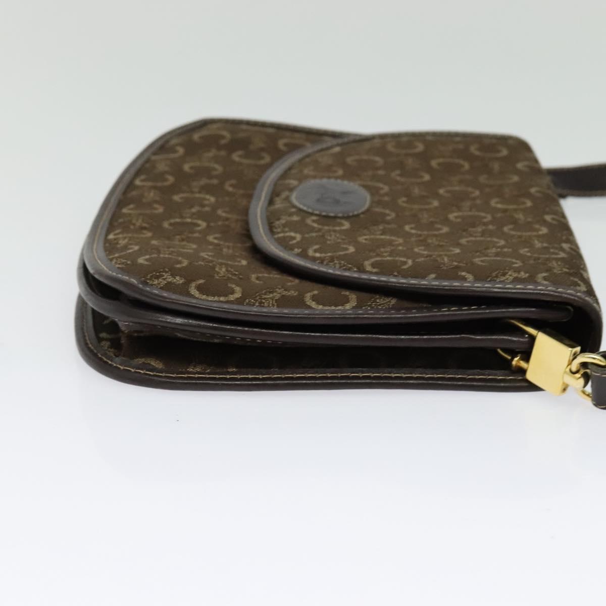 CELINE C Sulky Shoulder Bag Canvas Brown Gold Auth BA5360
