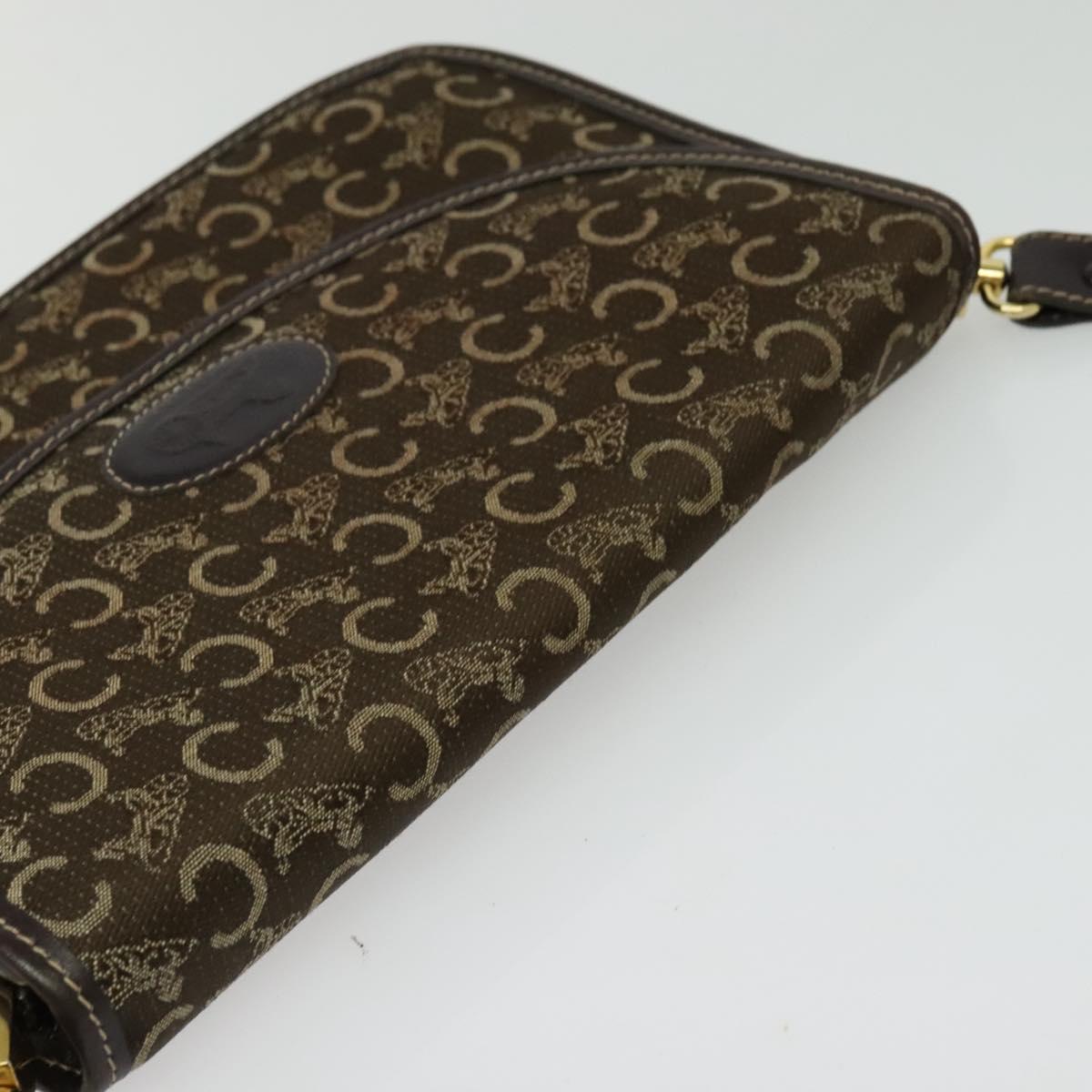 CELINE C Sulky Shoulder Bag Canvas Brown Gold Auth BA5360