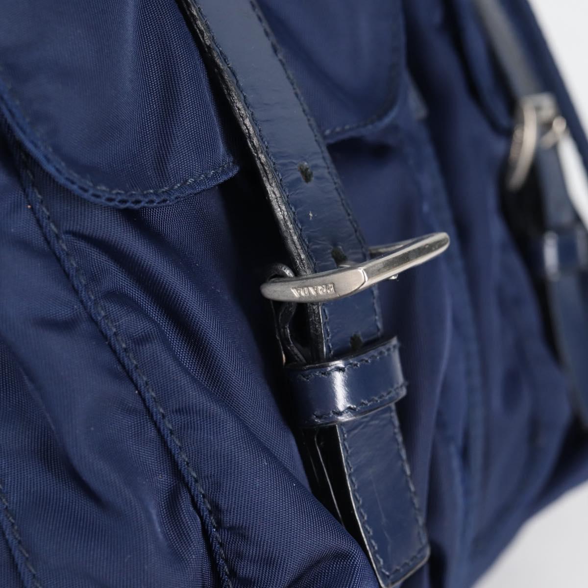 PRADA Backpack Nylon Blue Silver Auth BA5361V