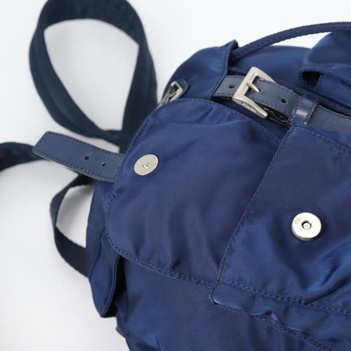 PRADA Backpack Nylon Blue Silver Auth BA5361V