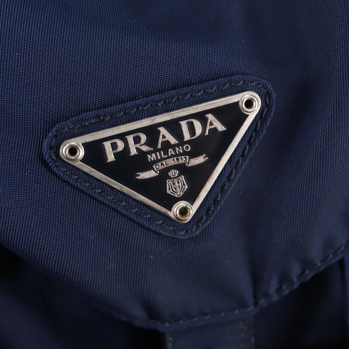 PRADA Backpack Nylon Blue Silver Auth BA5361V
