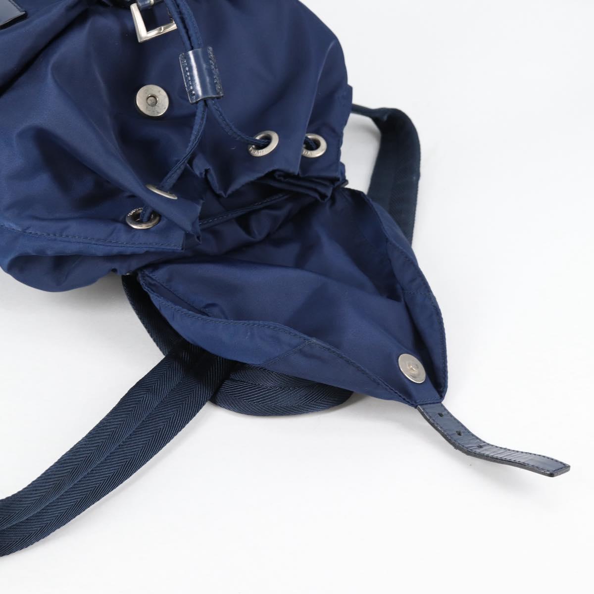 PRADA Backpack Nylon Blue Silver Auth BA5361V