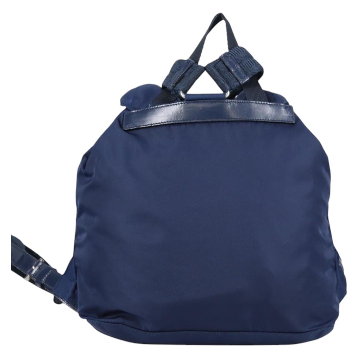PRADA Backpack Nylon Blue Silver Auth BA5361V