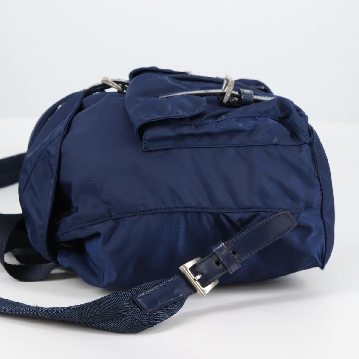 PRADA Backpack Nylon Blue Silver Auth BA5361V