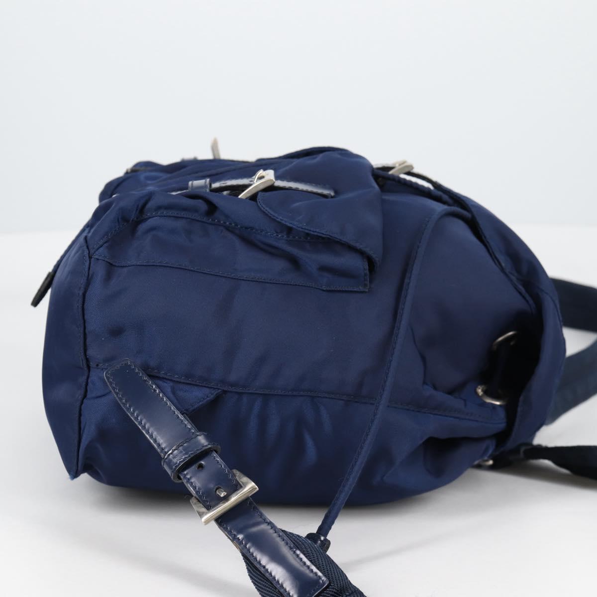 PRADA Backpack Nylon Blue Silver Auth BA5361V