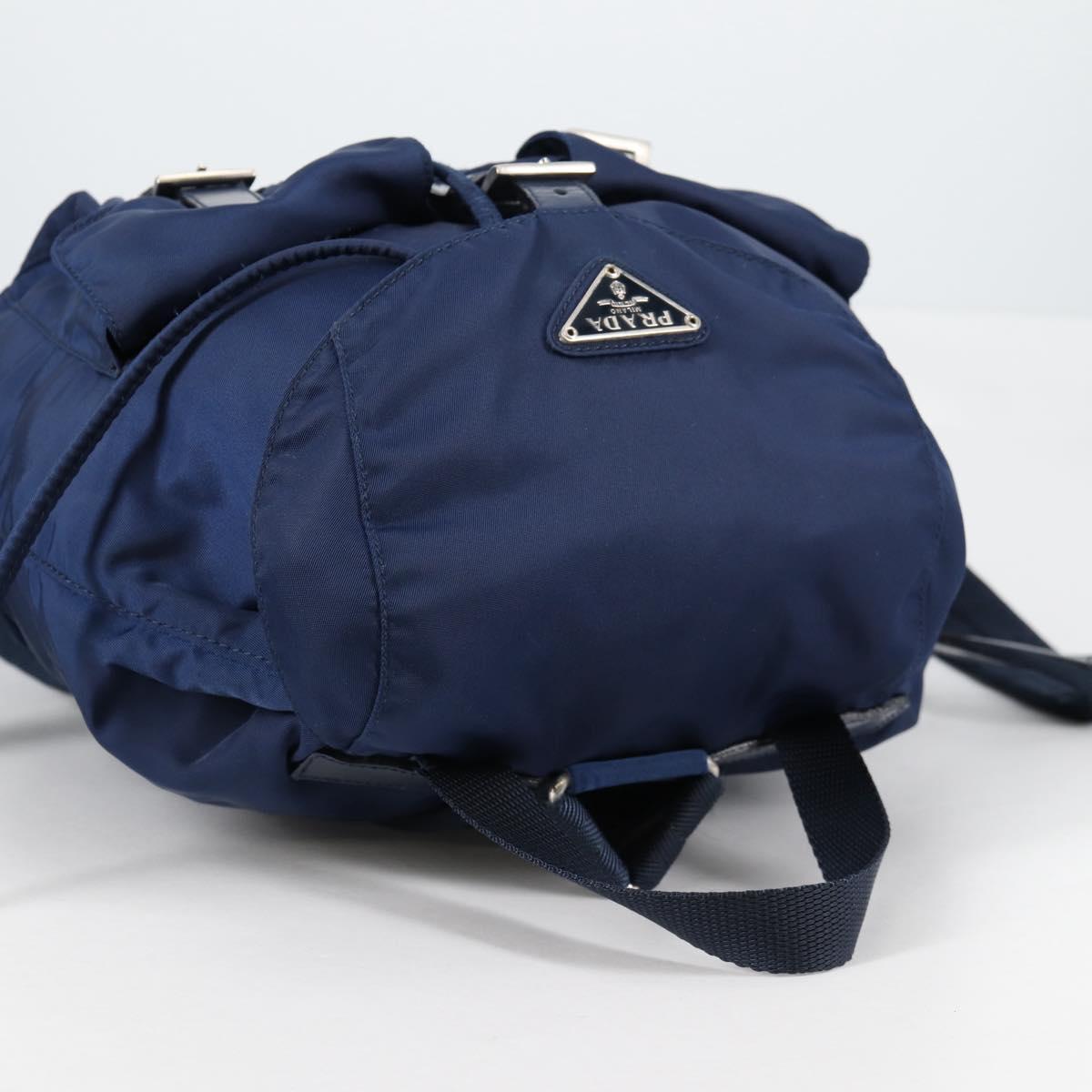 PRADA Backpack Nylon Blue Silver Auth BA5361V