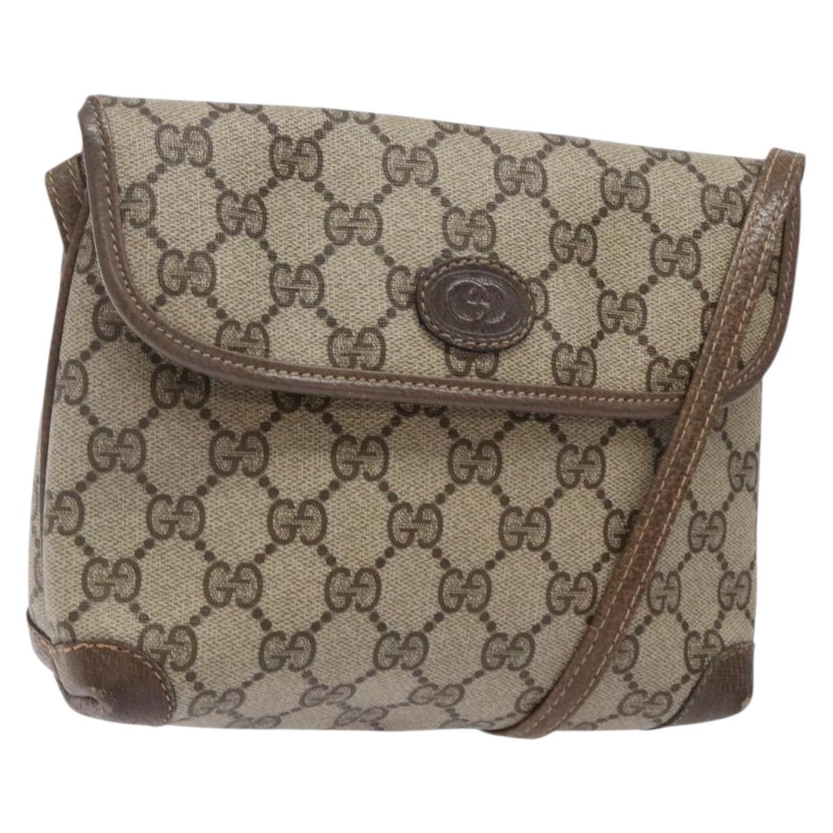 GUCCI GG Supreme Shoulder Bag PVC Beige Auth BA5362