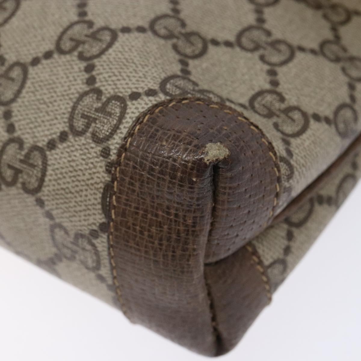 GUCCI GG Supreme Shoulder Bag PVC Beige Auth BA5362