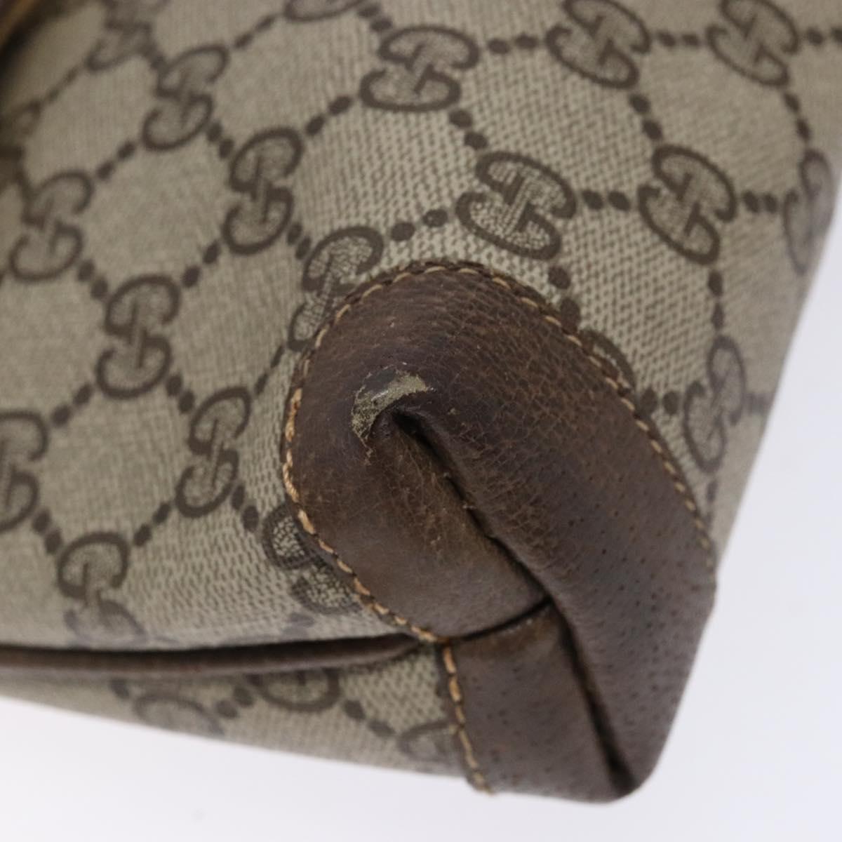 GUCCI GG Supreme Shoulder Bag PVC Beige Auth BA5362