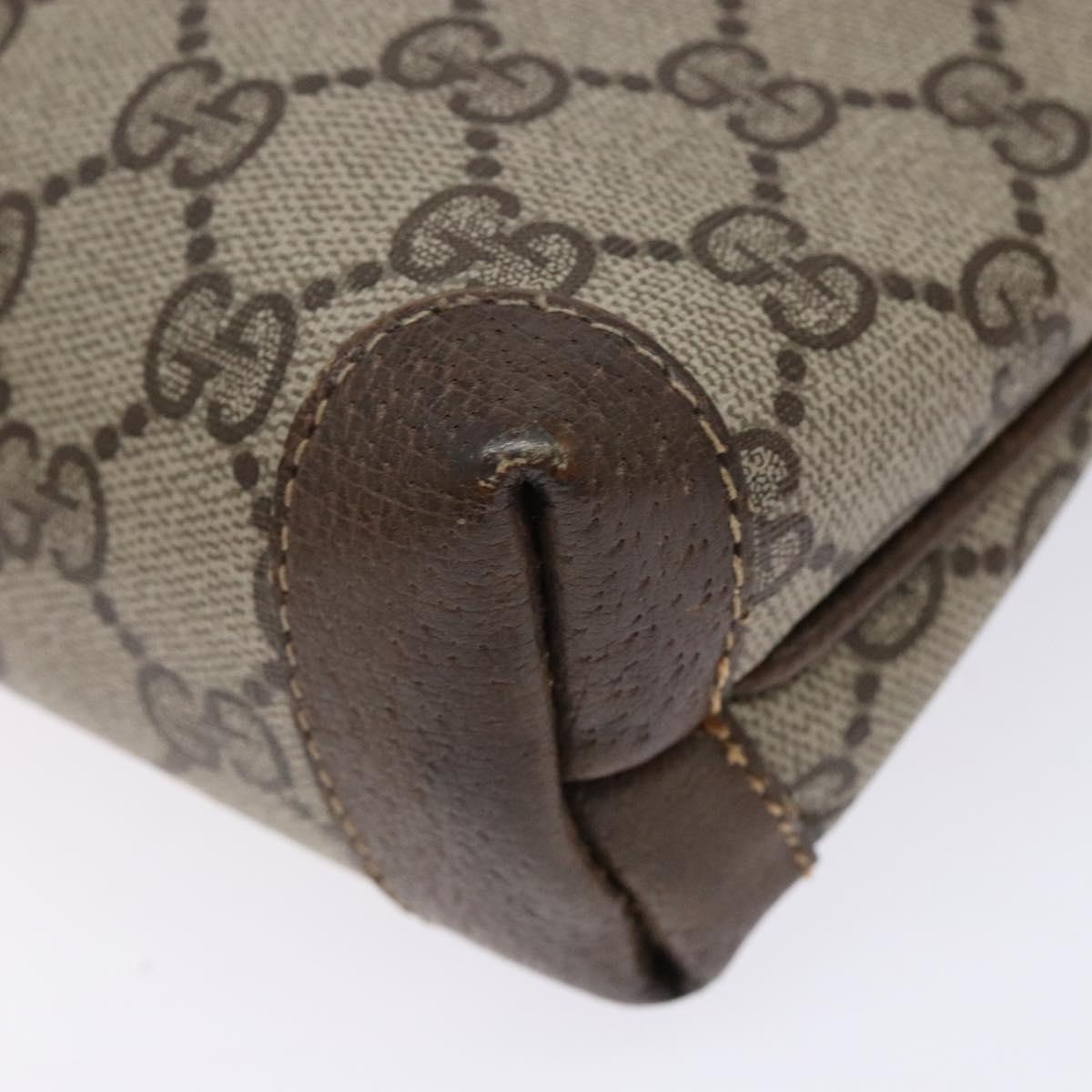 GUCCI GG Supreme Shoulder Bag PVC Beige Auth BA5362