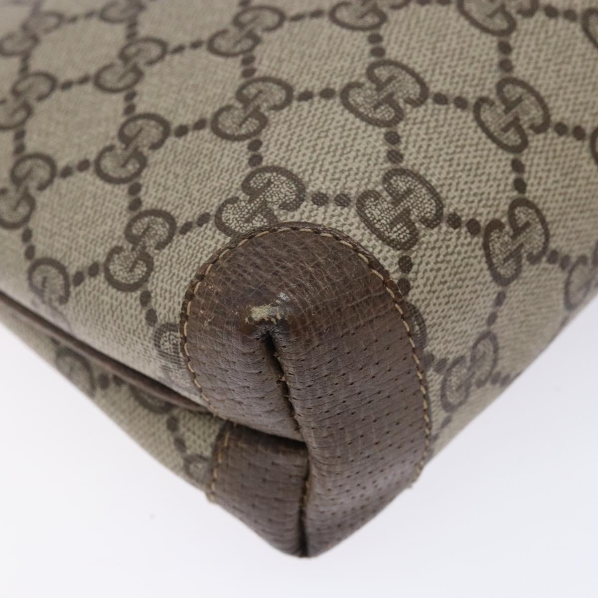 GUCCI GG Supreme Shoulder Bag PVC Beige Auth BA5362
