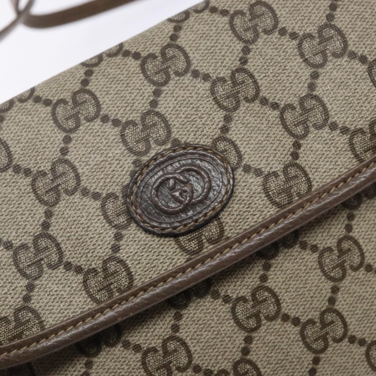 GUCCI GG Supreme Shoulder Bag PVC Beige Auth BA5362